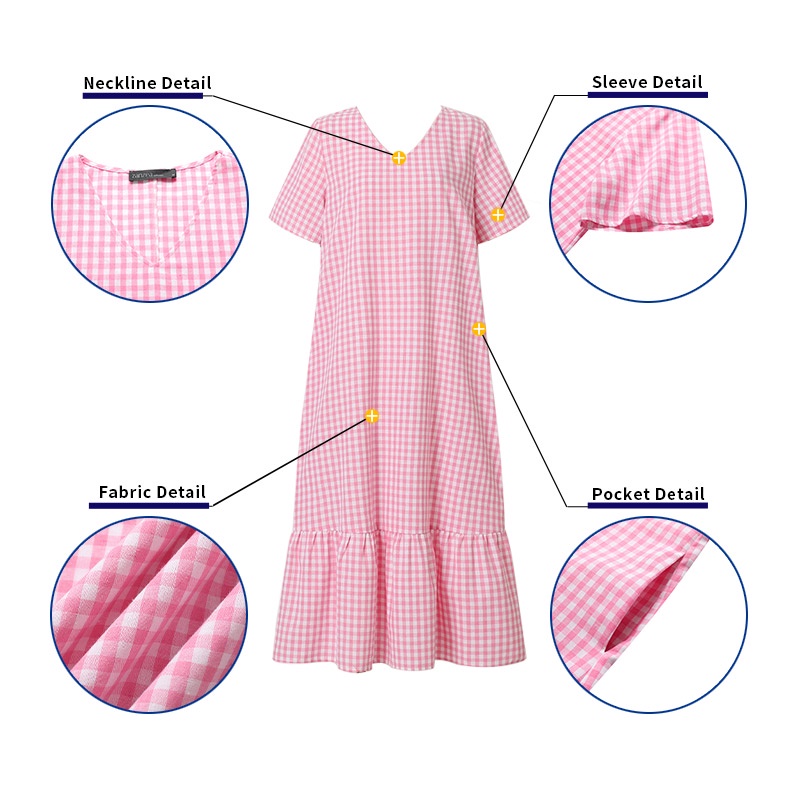 Đầm dáng rộng Zanzea tay ngắn cổ chữ v thời trang trẻ trung cho nữ