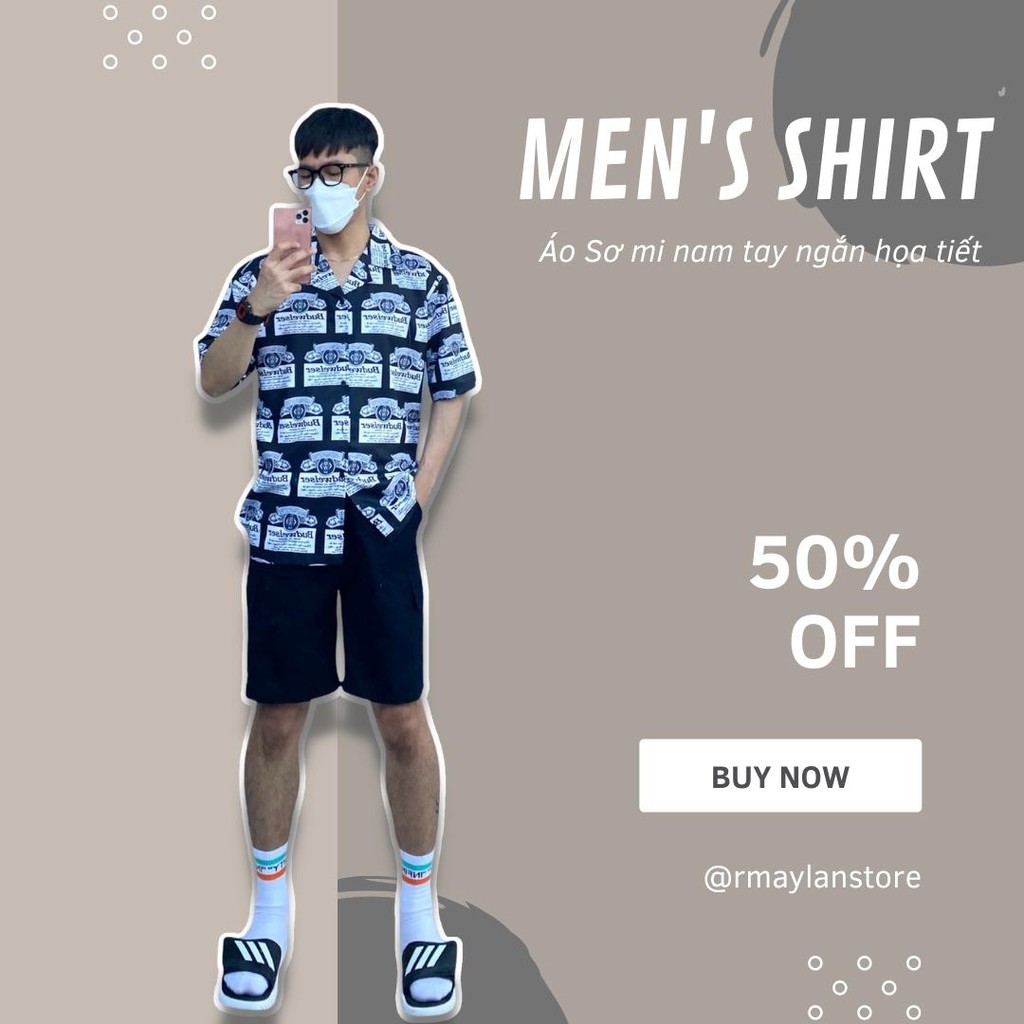 Áo sơ mi nam tay ngắn họa tiết form rộng unisex - vải lụa - SHOP MAYLAN