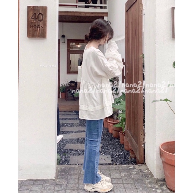 ( 2 màu ) Quần jeans Ống Loe trơn