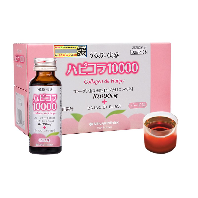 Collagen de happy 10000mg dạng nước Nhật Bản [ Hộp 10 lọ ] | Thế Giới Skin Care