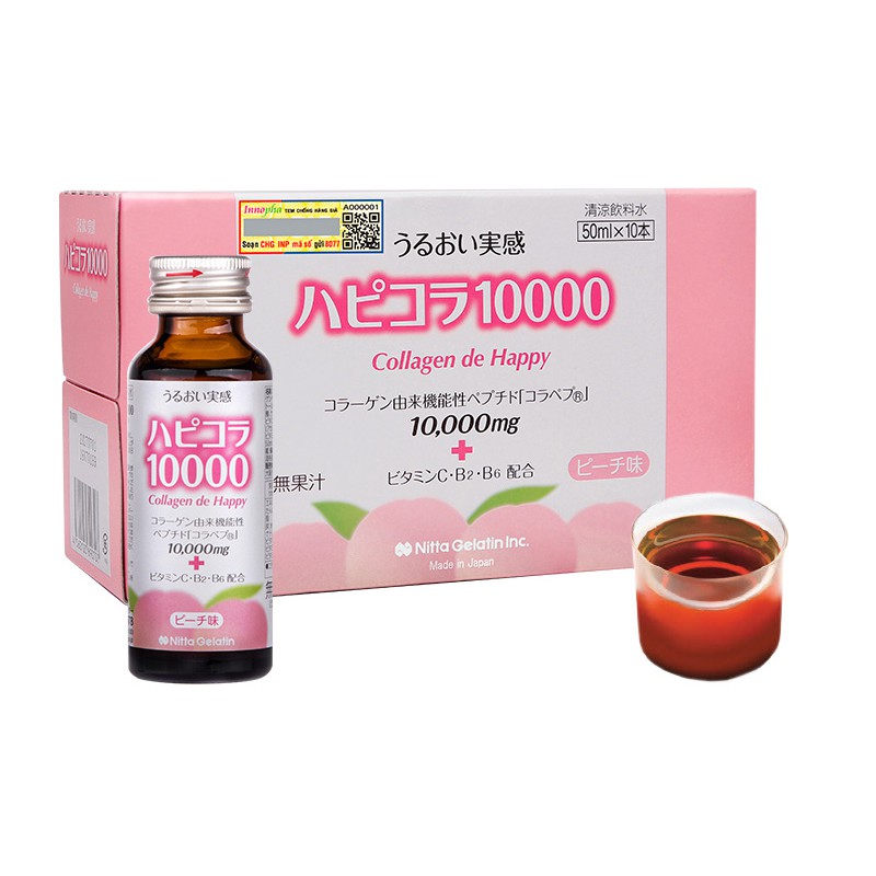 Collagen de happy 10000mg dạng nước Nhật Bản [ Hộp 10 lọ ]