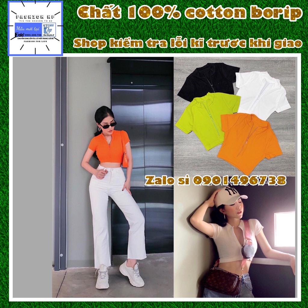 Áo kiểu croptop lửng dây kéo ngực Siêu sexy form ôm body- ảnh thật kèm video- HÀNG CÓ SẴN | BigBuy360 - bigbuy360.vn