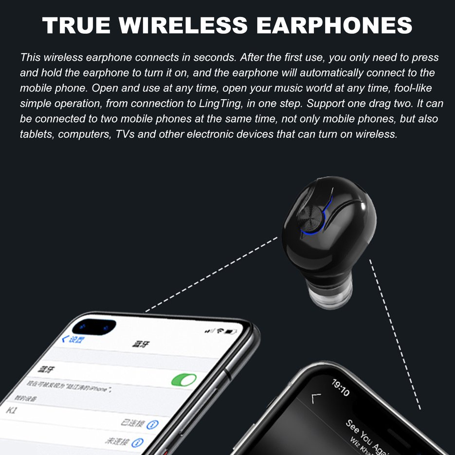 Cặp Tai Nghe NhéT Tai 5.0 ChốNg NướC ChấT LượNg Cao