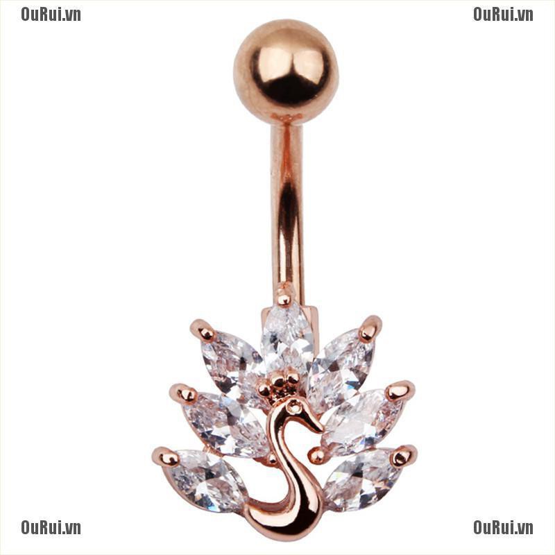 Khuyên Rốn Hình Chim Công Dễ Thương