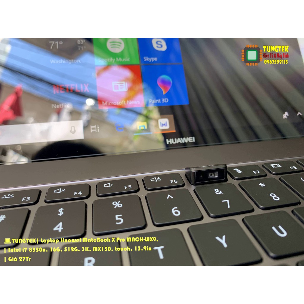 💻TUNGTEK| Laptop Huawei MateBook X Pro MACH-WX9, i7 8550u, 16G, 512G, 3K, MX150, touch, 13.9in | Giá 27Tr | BigBuy360 - bigbuy360.vn