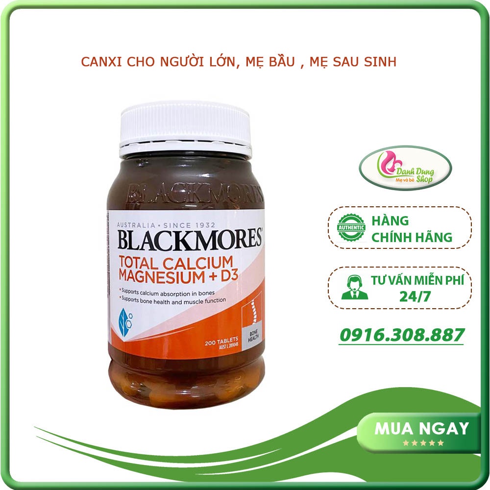 Viên uống bổ sung Canxi Total Calcium & Magnesium + D3 Blackmores, 200 viên
