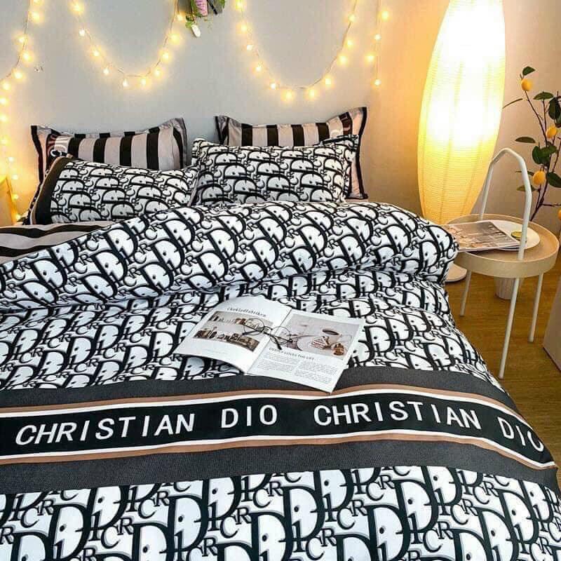 Bộ Ga Gối Cotton Poly Dior Cao Cấp - Không Xù Lông Phai Màu