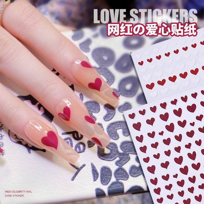 sticker trái tim dán móng nhiều mẫu