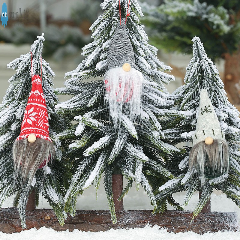 Santa Christmas Tree Hanging Ornaments White Beard Old Man Doll Handmade Plush Hanging Home Decorations Holiday Decor