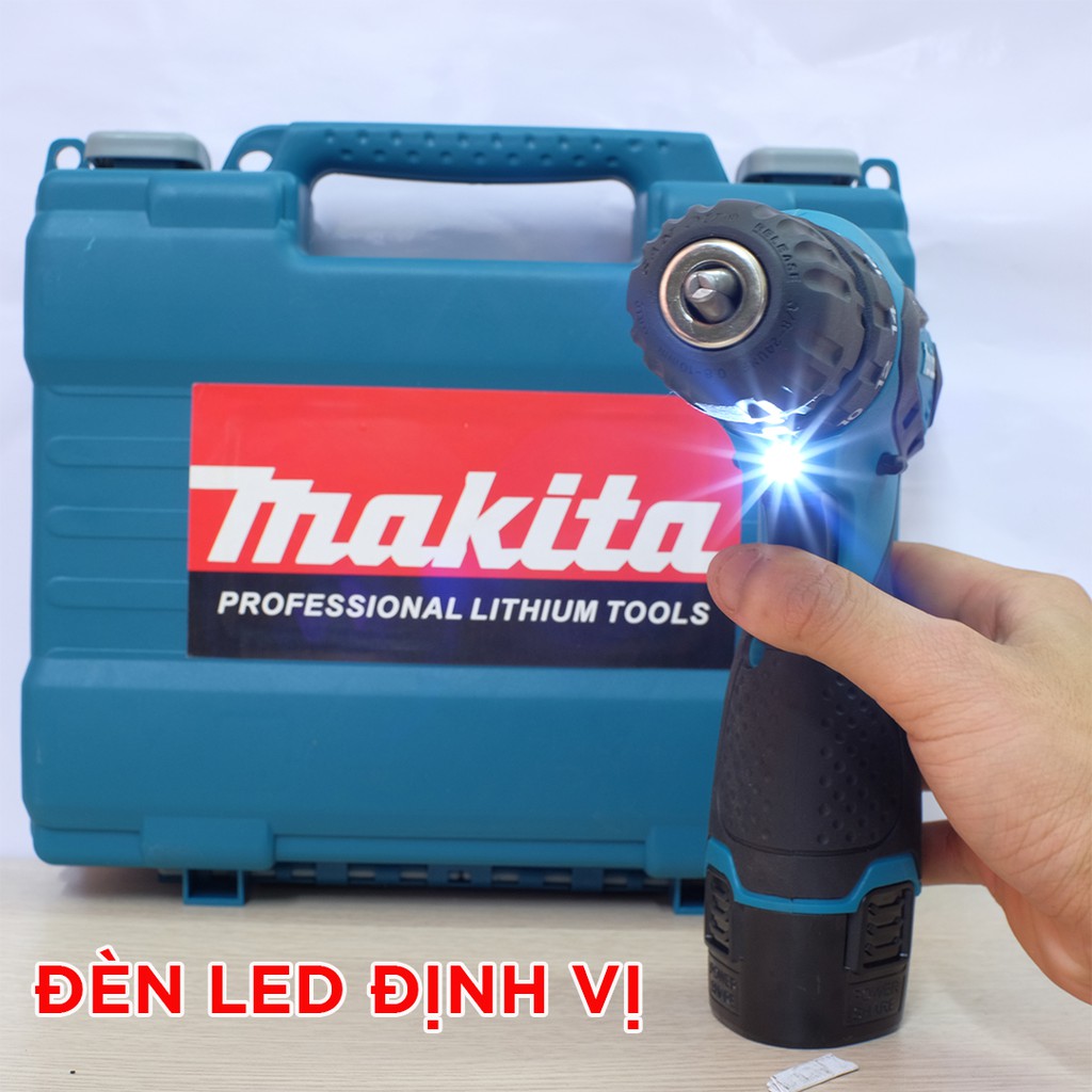 Máy khoan bắn vít pin MKT 12V 2 cấp độ, 100% lõi đồng - Máy khoan bắt vít dùng pin tặng bộ phụ kiện