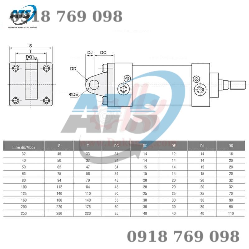 Đế CA xi lanh khí nén SC TGC CA32 CA40 CA50 CA63 CA80 CA100