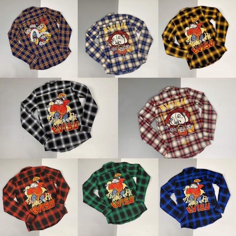 Áo Sơ Mi Kẻ Thêu Hình EVISU
