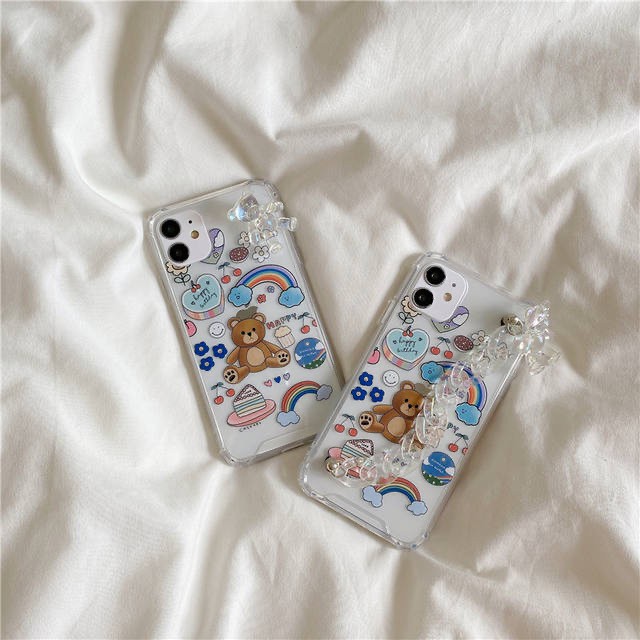 Ốp điện thoại mềm hình gấu hoạt họa phối dây xích cho iPhone 7 8 7 plus 8 plus 11 11 pro 11 pro max xr x/xs xs max 12 PRO MAX | BigBuy360 - bigbuy360.vn