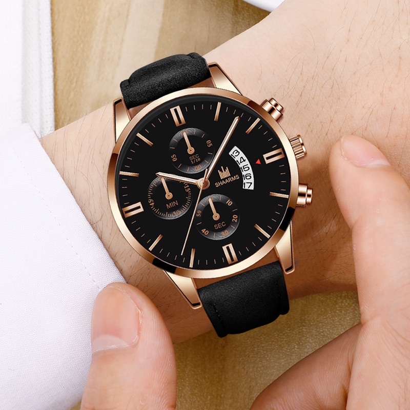 Đồng Hồ Nam Chính Hãng SHAARMS Dây Da Phong Cách Thời Trang Sang Trọng, Có Lịch Ngày Đẹp Giá Rẻ