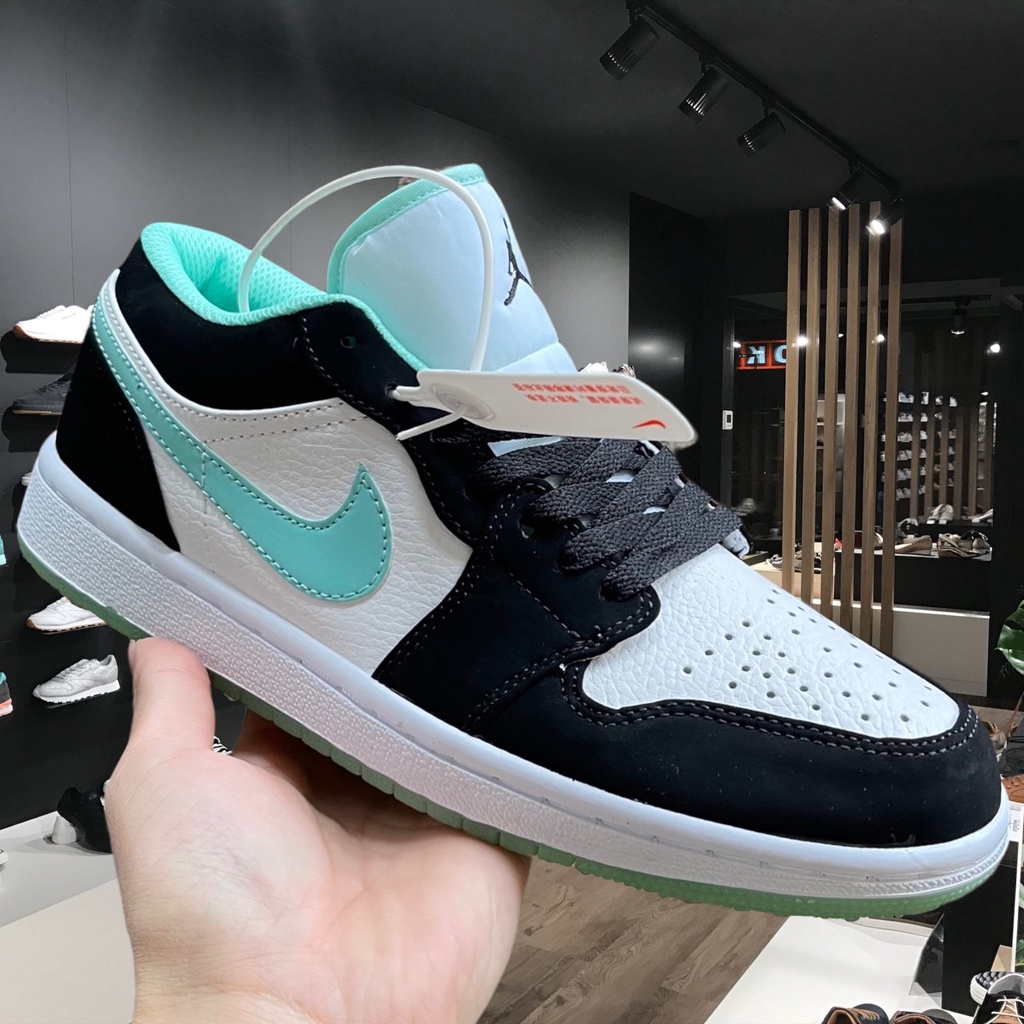 Giày sneaker Jordan Xanh Ngọc cổ thấp, Giày JD Jordan 1 low Nam Nữ Thời Trang Full Box Bill