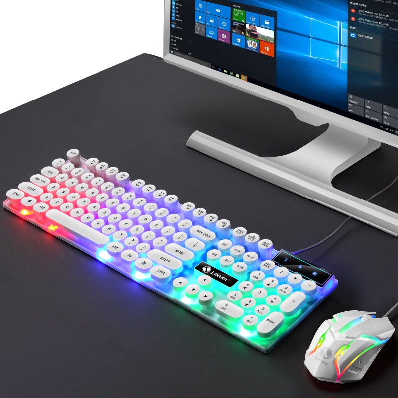 Bộ bàn phím chuột  cáp dây USB , RGB đèn led 7 màu, bàn phím giả cơ 104 phím chuyên game - K1308