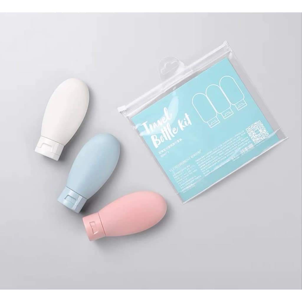 Set 3 Lọ chiết mỹ phẩm, dầu gội du lịch siêu tiện lợi kèm túi zip