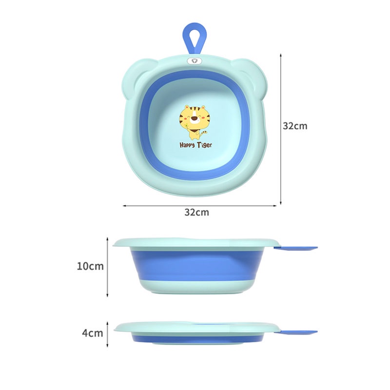 Chậu thau rửa mặt có quai gấp gọn hình hổ cho bé