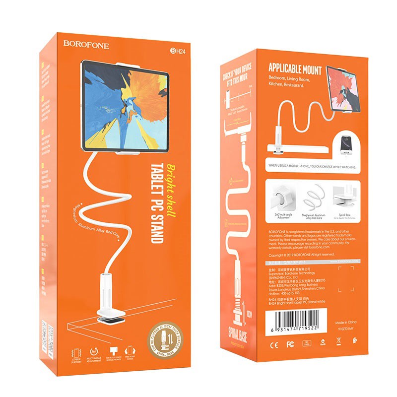Giá Kẹp Đỡ Điện Thoại,Kẹp Điện Thoại Đầu Giường,Máy Tính Bảng,Kẹp Bàn Borofone BH24
