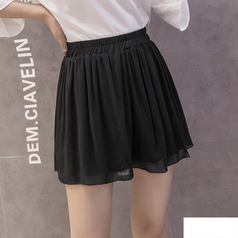 AMOI Quần Váy Chiffon Lửng Ống Rộng Size Lớn In Họa Tiết Thời Trang