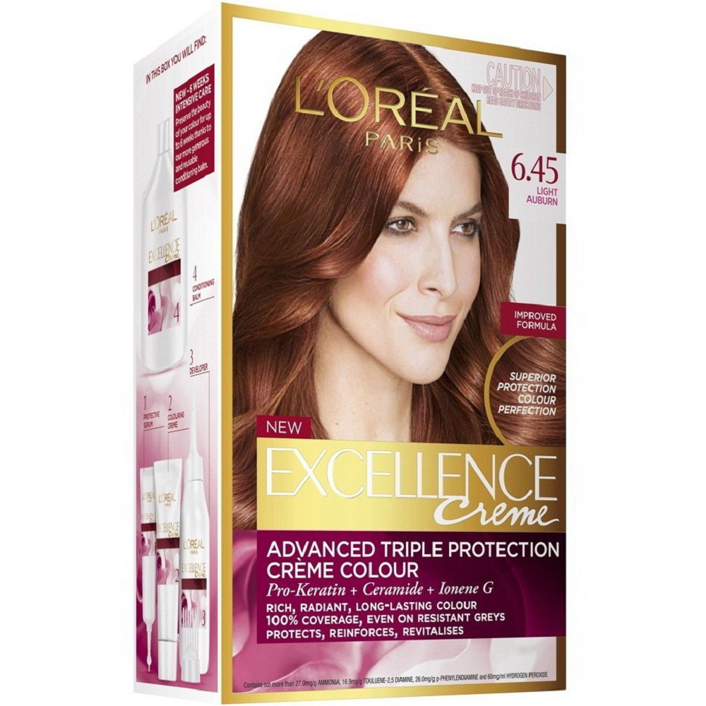 Thuốc nhuộm tóc phủ bạc Loreal Excellence Creme #6.45 nâu ánh đỏ 172ml