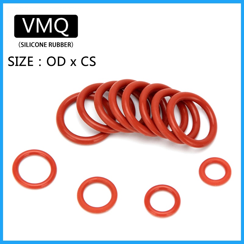 Hộp 150 Vòng Đệm silicone Đỏ 6mm-30mm cs 1mm 1.5mm 1.9mm 2.4mm