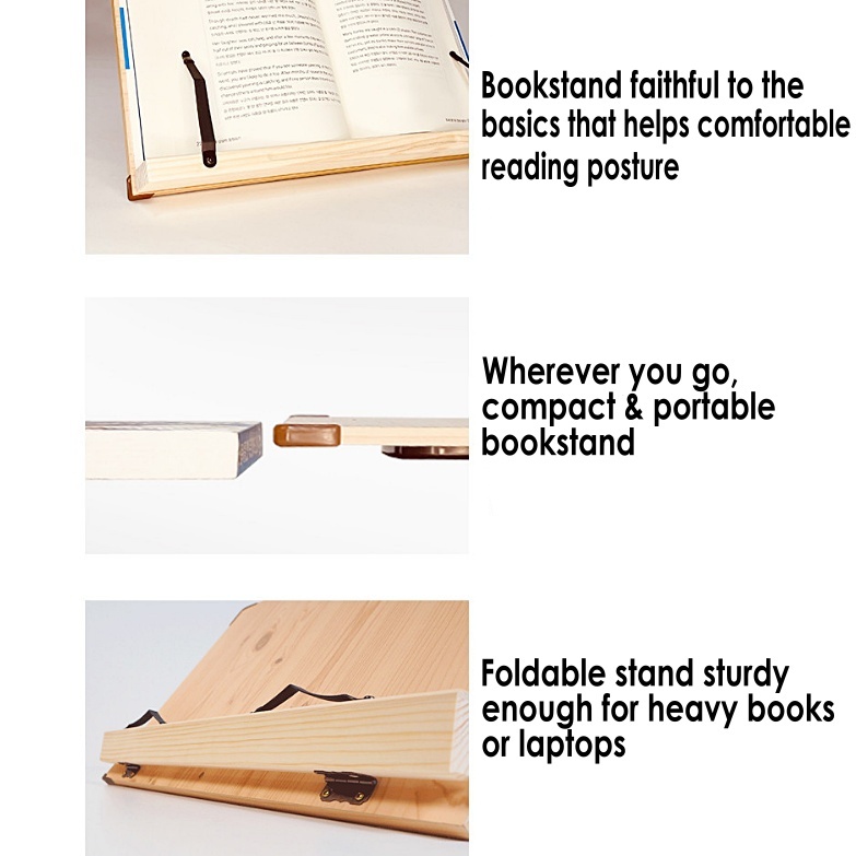 Giá Đỡ Sách Bằng Gỗ Tự Nhiên 30cm / Hàn Quốc bookstand