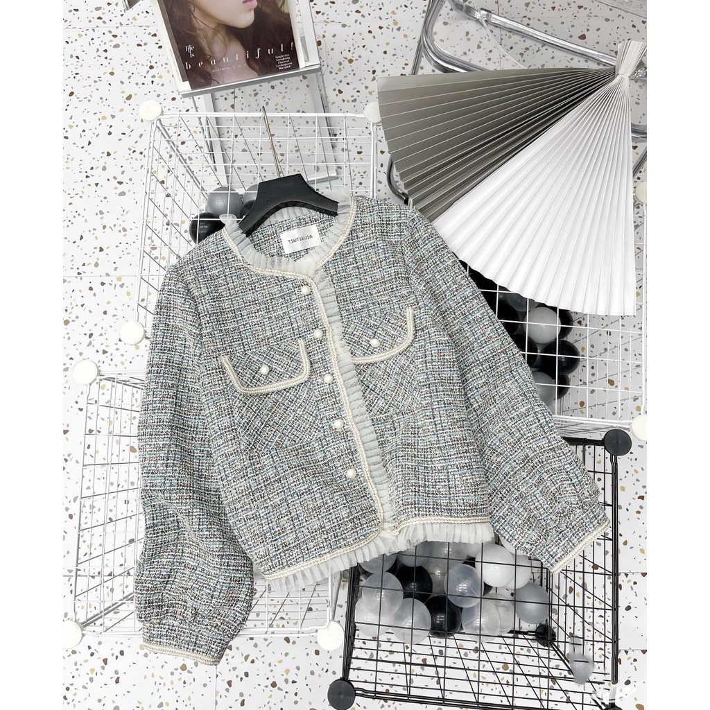 23302	KH23302-Khoác dạ nhiễu viển lưới 2 túi nắp ngực 1812 TD | BigBuy360 - bigbuy360.vn