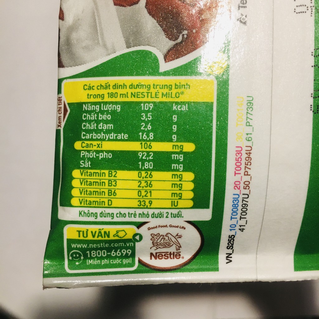 Bịch Sữa Milo Nước 180ml MỚI