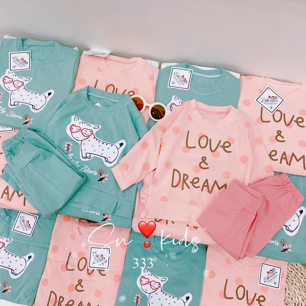 Bộ dài tay cho bé cotton thu đông, co dãn 4 chiều cho bé gái K008