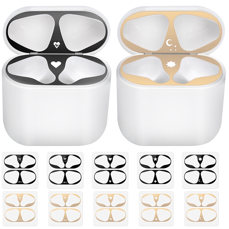 Miếng dán kim loại chống bụi in họa tiết dành cho hộp sạc tai nghe Apple Airpods 1 2