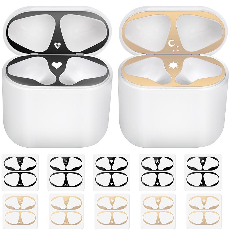 Miếng dán kim loại chống bụi in họa tiết dành cho hộp sạc tai nghe Apple Airpods 1 2