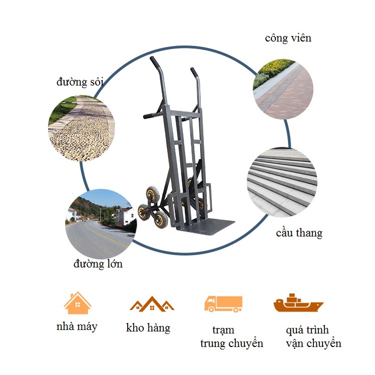 Xe đẩy hàng 6 bánh leo cầu thang weicom C200 thích hợp tủ lạnh máy giặt điều hòa hàng cồng kềnh hàng nặng