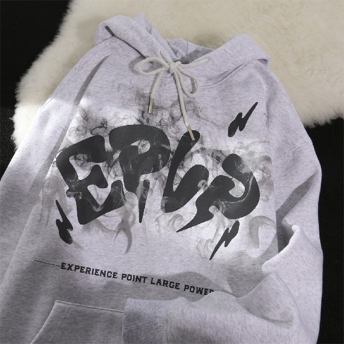 【ZHELIHANGFEI】Áo Hoodie Tay Dài Form Rộng Họa Tiết In Theo Phong Cách Preppy Dễ Phối Đồ