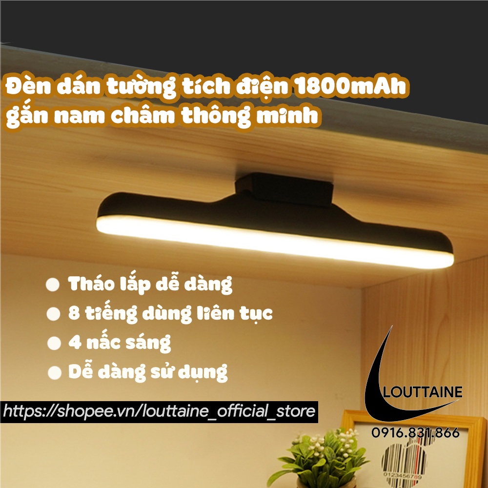 Đèn led dán tường tích điện 1800mAh đèn đọc sách trang điểm bàn học bàn làm việc 4 chế độ sáng cảm ứng chạm tiện lợi