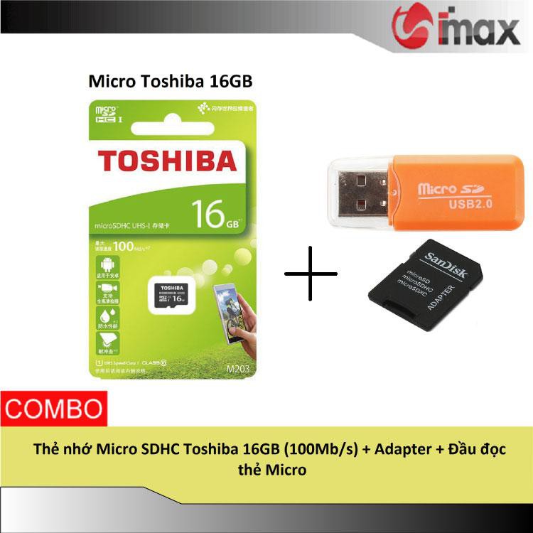 Thẻ nhớ Micro SDHC Toshiba 16GB (100Mb/s) + Adapter + Đầu đọc thẻ Micro - 15096131 , 1412112258 , 322_1412112258 , 119999 , The-nho-Micro-SDHC-Toshiba-16GB-100Mb-s-Adapter-Dau-doc-the-Micro-322_1412112258 , shopee.vn , Thẻ nhớ Micro SDHC Toshiba 16GB (100Mb/s) + Adapter + Đầu đọc thẻ Micro