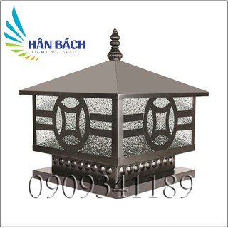 Đèn trụ cổng thân thép sơn tĩnh điện D25cm