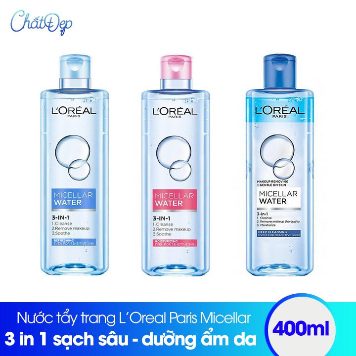 Nước tẩy trang L'Oreal 3 In 1 Micellar Water 400ml | BigBuy360 - bigbuy360.vn