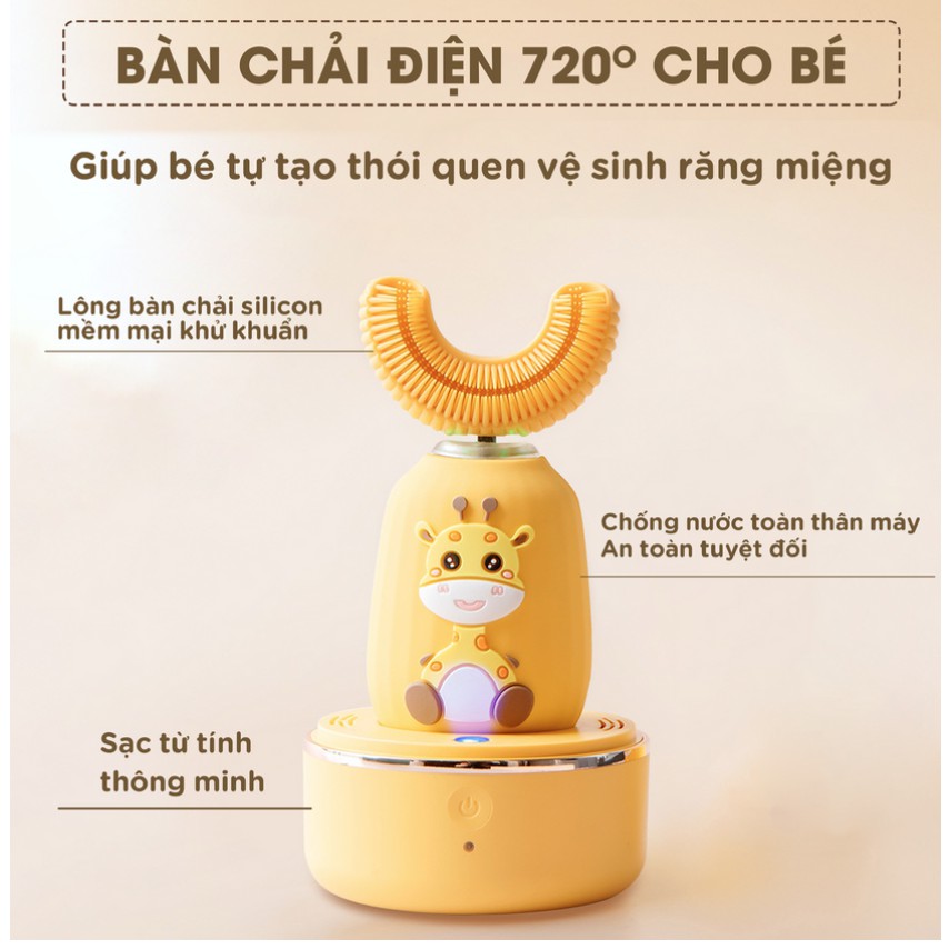 Bàn chải điện an toàn cho bé Kids Giraffe - hàng cao cấp