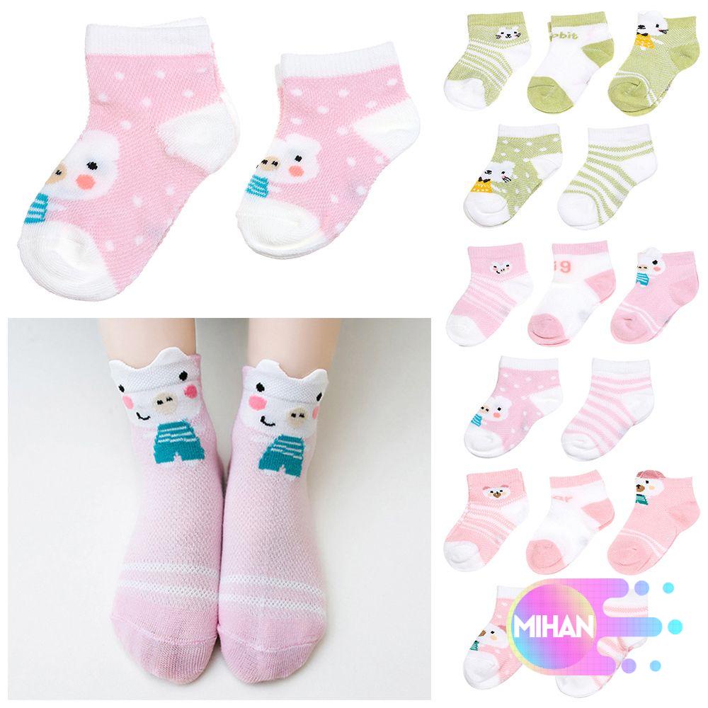 Set 5 Đôi Vớ Cotton Phối Lưới Dễ Thương Cho Bé Sơ Sinh 0-3 Tuổi Mihan1