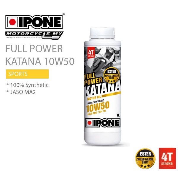 Nhớt IPONE Katana Synthetic 10W50 dành cho moto, phân khối lớn nhập khẩu Pháp