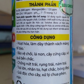 Phân Bón Super CANXI lọ 100ml, Siêu Canxi-Bo chống rụng hoa trái non, chống nứt thối trái