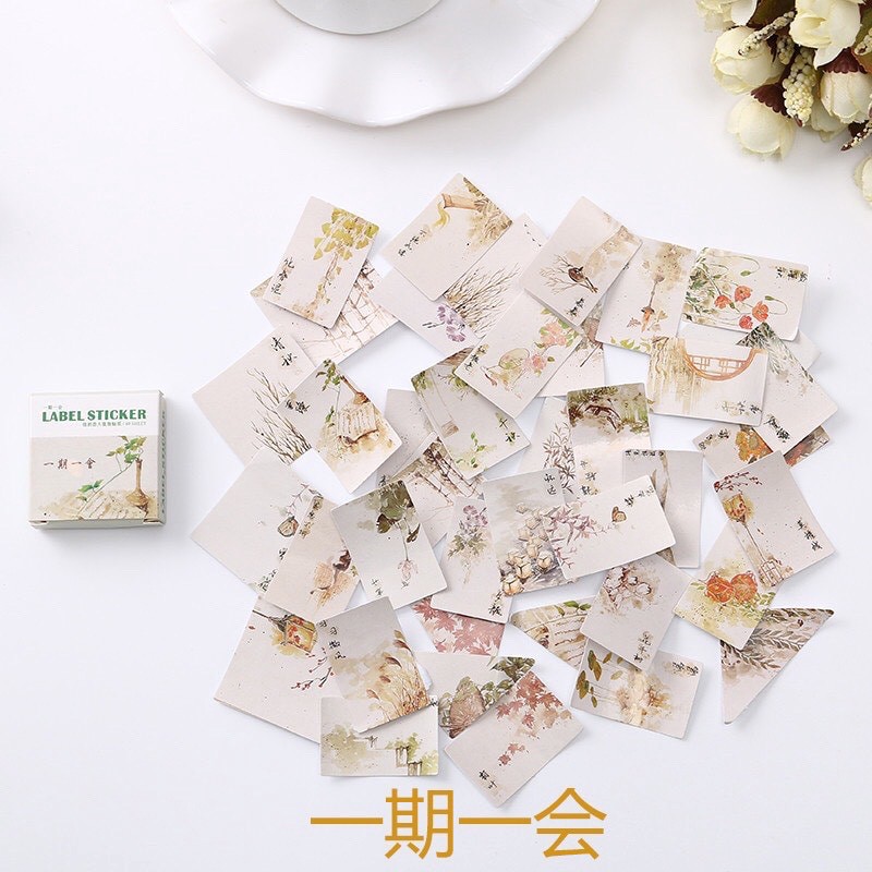 Set 40 sticker dán phong cách đa dạng trang trí sổ tay bullet journal