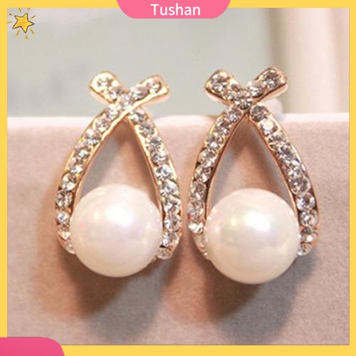 Đôi bông tai đính ngọc trai nhân tạo thời trang cho nữ