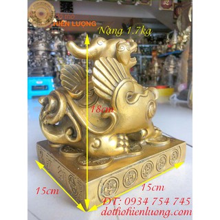 Tỳ Hưu Ngồi Bệ Bằng Đồng Để Két Cỡ To Cai 18cm Nặng 1.7kg