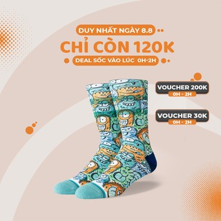Tất STANCE 🚛 FREESHIP 🚛 Kevin Lyons Blue Tất Vớ Thể Thao Nam Nữ Cổ Cao Thấm Hút Mồ Hôi Tốt Có Đệm Cushion