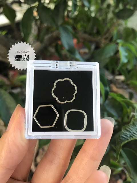 1 Charm bạc khung xuyên qua hạt đá