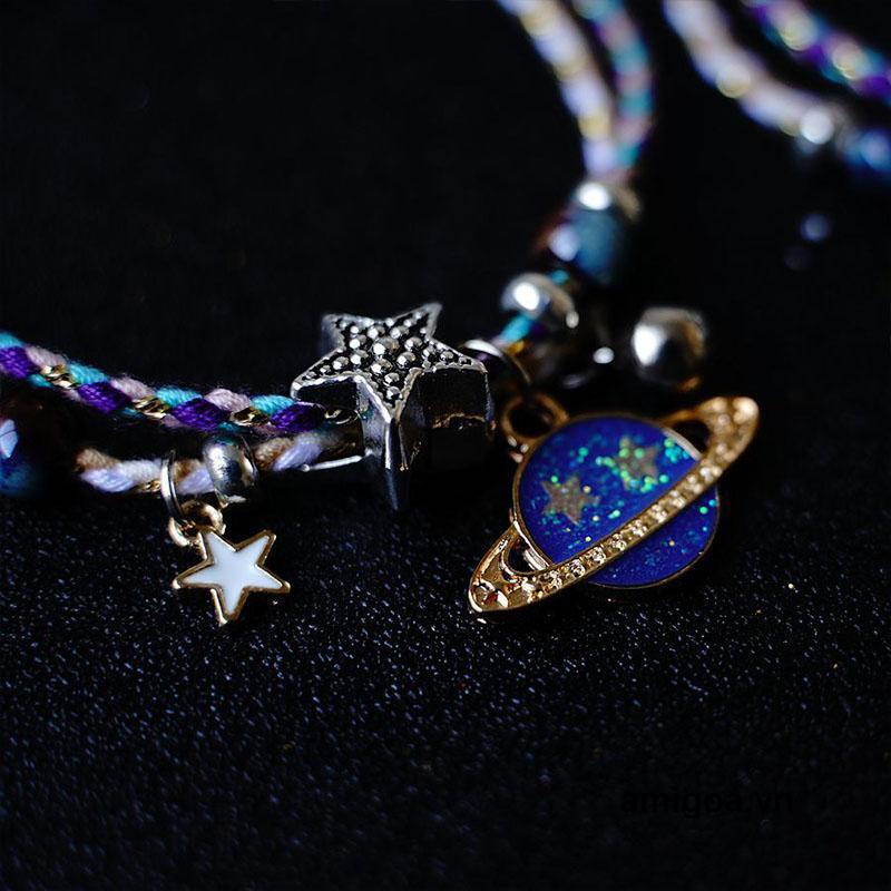 ✨✨Bộ 2 chiếc vòng tay tình bạn bện dây mặt phi hành gia điều chỉnh được thân thiện với môi trường dành cho các cặp đôi