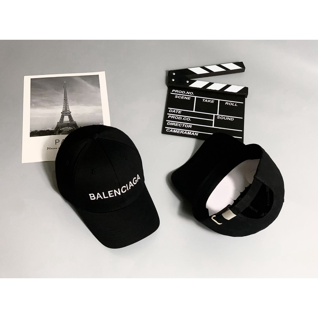 Mũ balenciaga đen lưỡi trai, nón Balenciaga đen logo chữ trắng ,dành cho mọi lứa tuổi cả nam và nữ Freesize.
