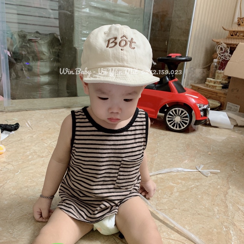 Mũ lưỡi trai vành mềm thêu tên cho bé 🤎